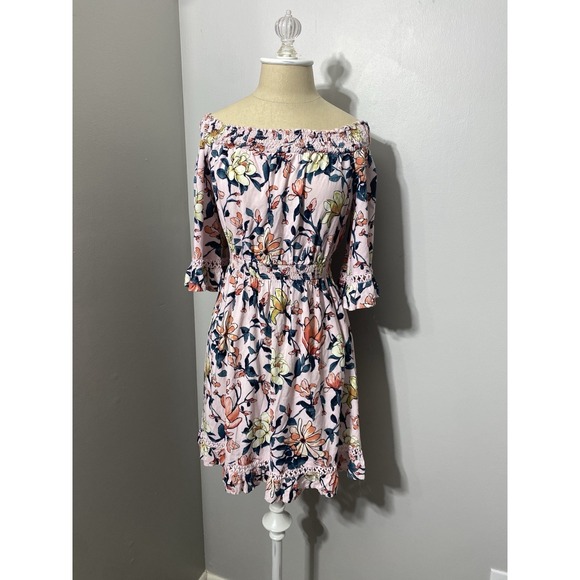 Lulus Women's Dress Off The Shoulder Floral Poolside Lightweight Beach Resort - Picture 2 of 8